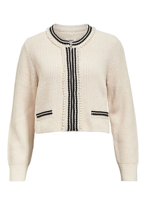 Perla ls re knit cardigan White Sand/Sort Object